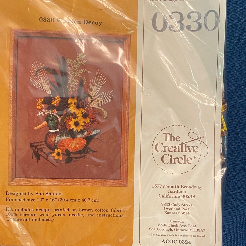 Wooden Duck Embroidery Kit by The Creative Circle - 1984 New Old Stock-Not Open